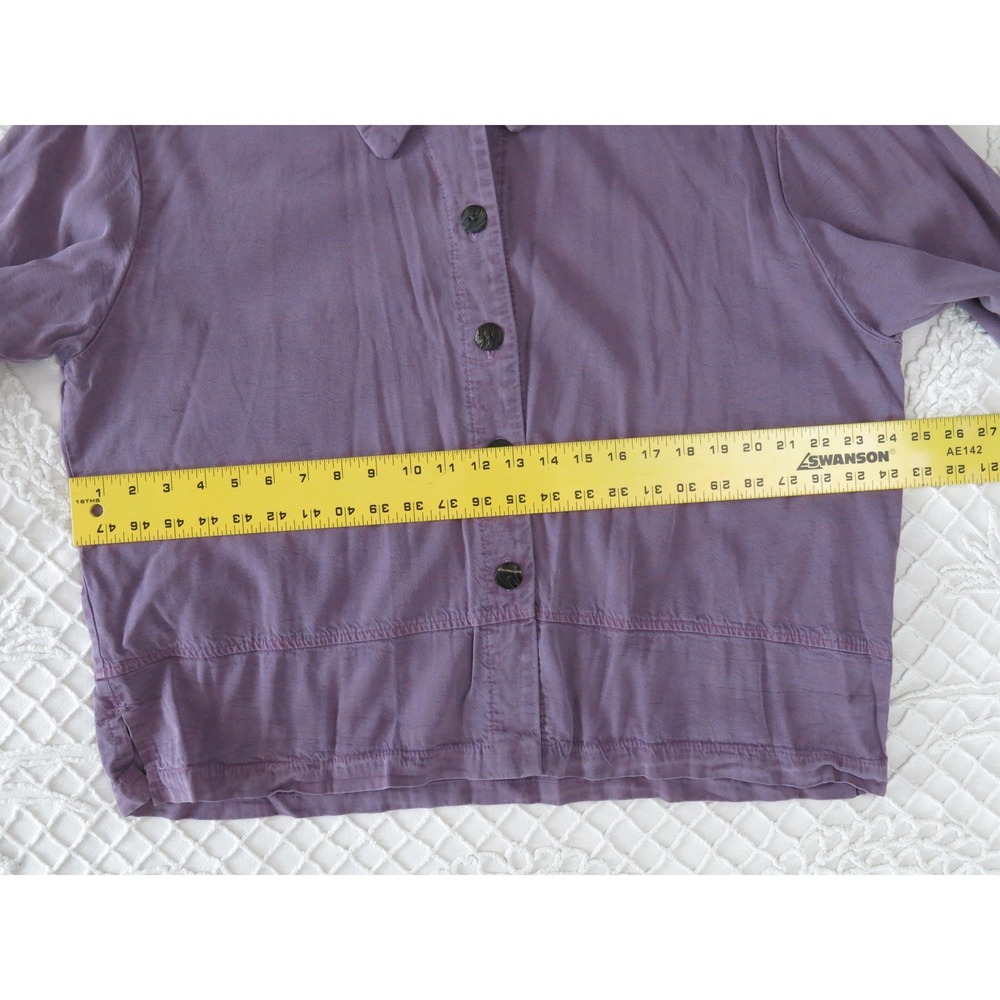 Vintage 90s Amanda Gray Purple Tencel Rayon Button Up Shirt Women 1X Lagenlook - Picture 5 of 7